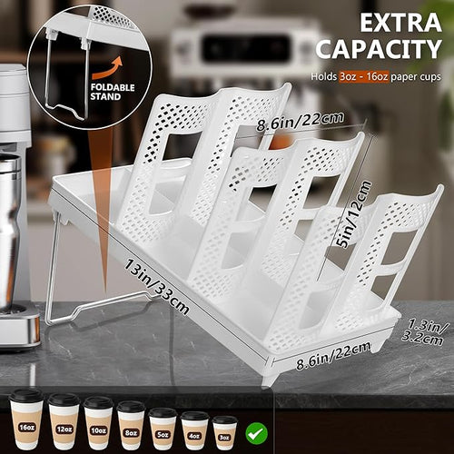 6-Slot Paper Cup and Lid Holder, Disposable Coffee Cup Dispenser, Upright Paper - Image 2