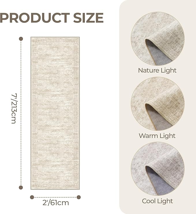 2x7 Runner Rug Non Slip, Thin Entryway Washable Rug - Image 2