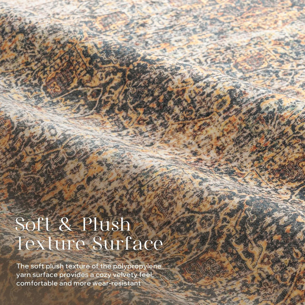Phantoscope Washable Area Rug 6'x9' Non-Slip, Vintage Neutral Rugs fo...