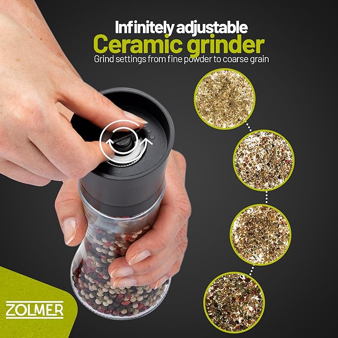 ZOLMER® Premium Gunmetal Salt and Pepper Grinder Set | Large Manual Ceramic - Image 3