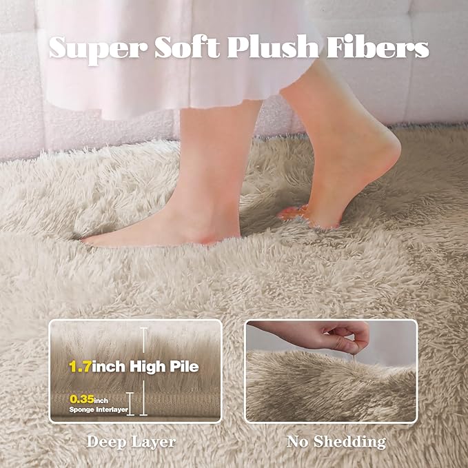 8x10 Area Rugs for Living Room: Fluffy Shag Soft Washable Rug Large Fuzzy Plush - Image 2