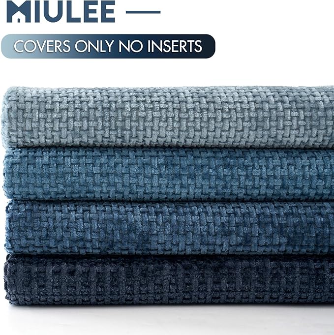 MIULEE Pack of 4 Couch Throw Pillow Covers 16x16 Inch Neutral Blue Soft - Image 6