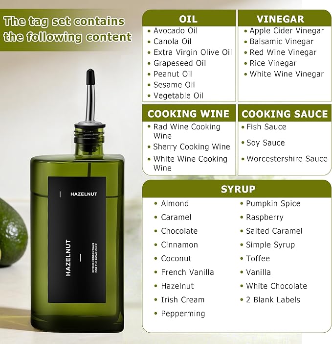 R DRURLCD Green Glass Olive Oil Dispenser, 16.9oz/500ml Curved Cooking Oil and - Image 7