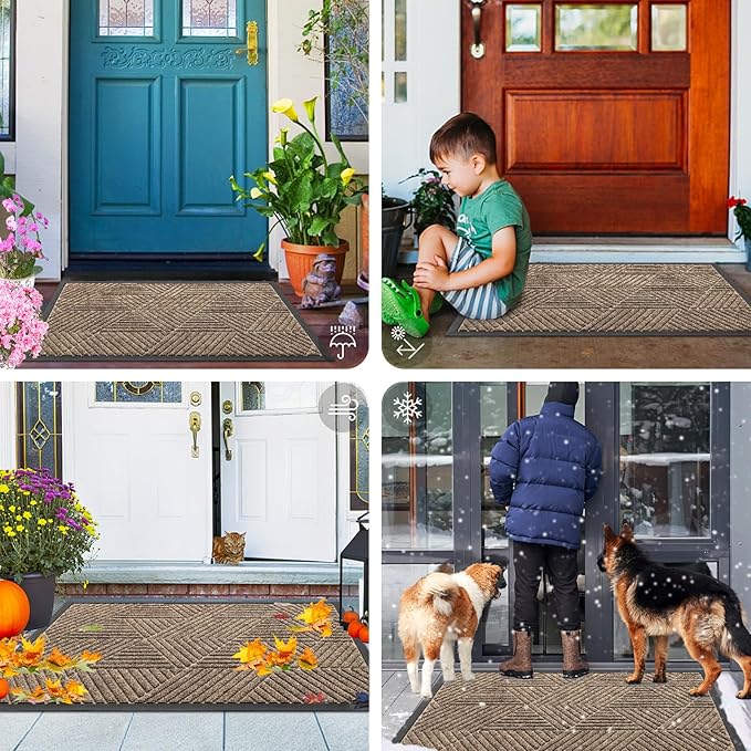 Smiry Front Door Mat Outside Entrance, Heavy Duty Sturdy Natural Rubber Doormat - Image 7