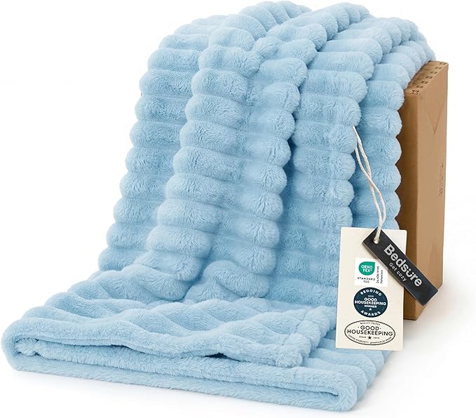 Bedsure GentleSoft Blue Fleece Blanket by BEDSURE