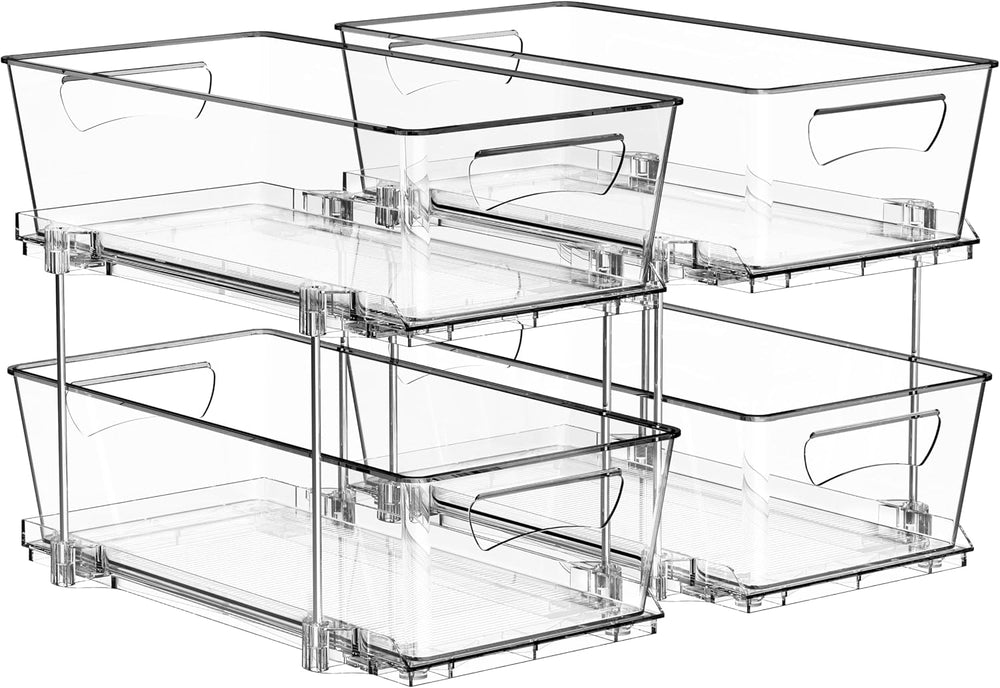 Simple Houseware 2 Tier Basket Drawer Cabinet Pull-Out Organizer, 2 Pack