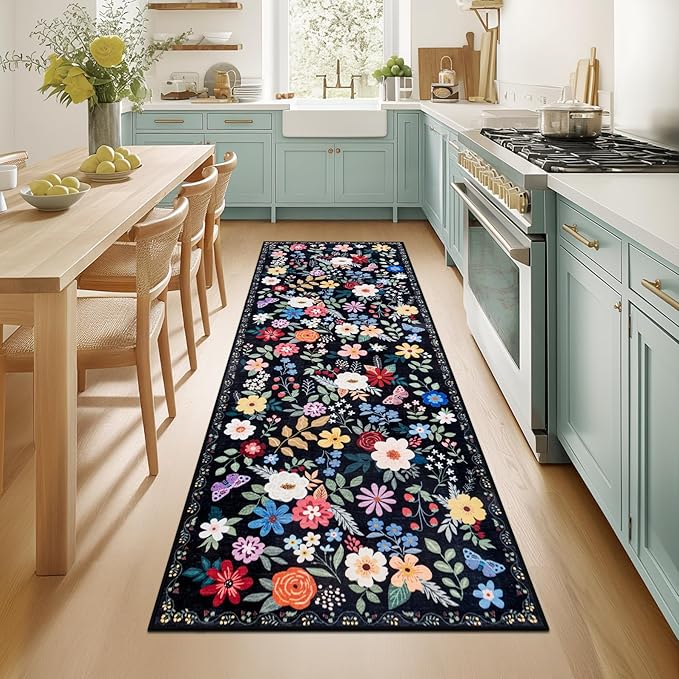 Runner Rug for Entryway: 2.6x8 Kitchen Rugs Non Slip Washable Ultra-Thin Soft by PLHXFRSoftAreaRugs