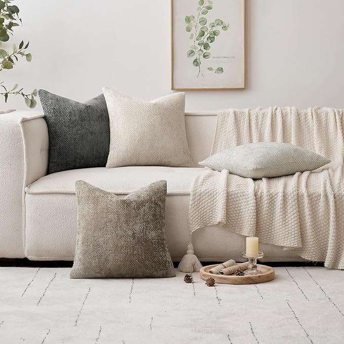 MIULEE Pack of 2 Couch Throw Pillow Covers 18x18 Inch Grey-White Modern Boho - Image 2