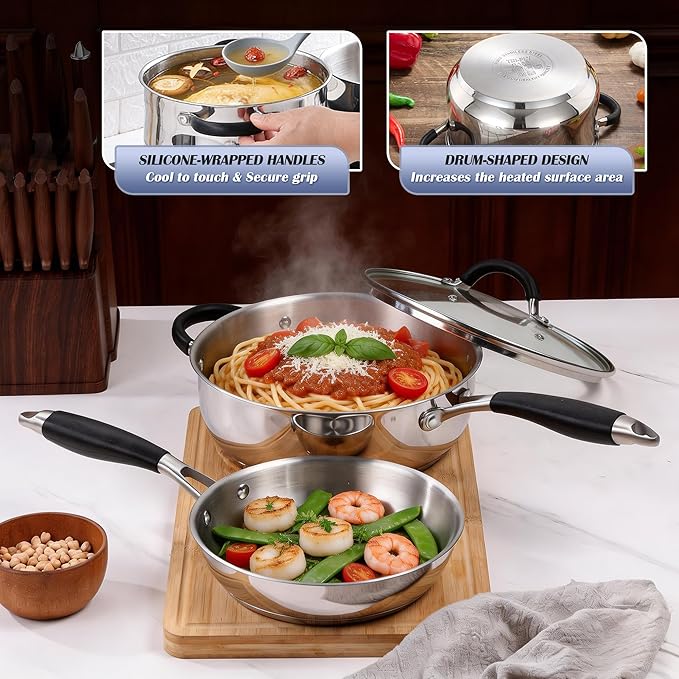 E-far 10-Piece Stainless Steel Cookware Set