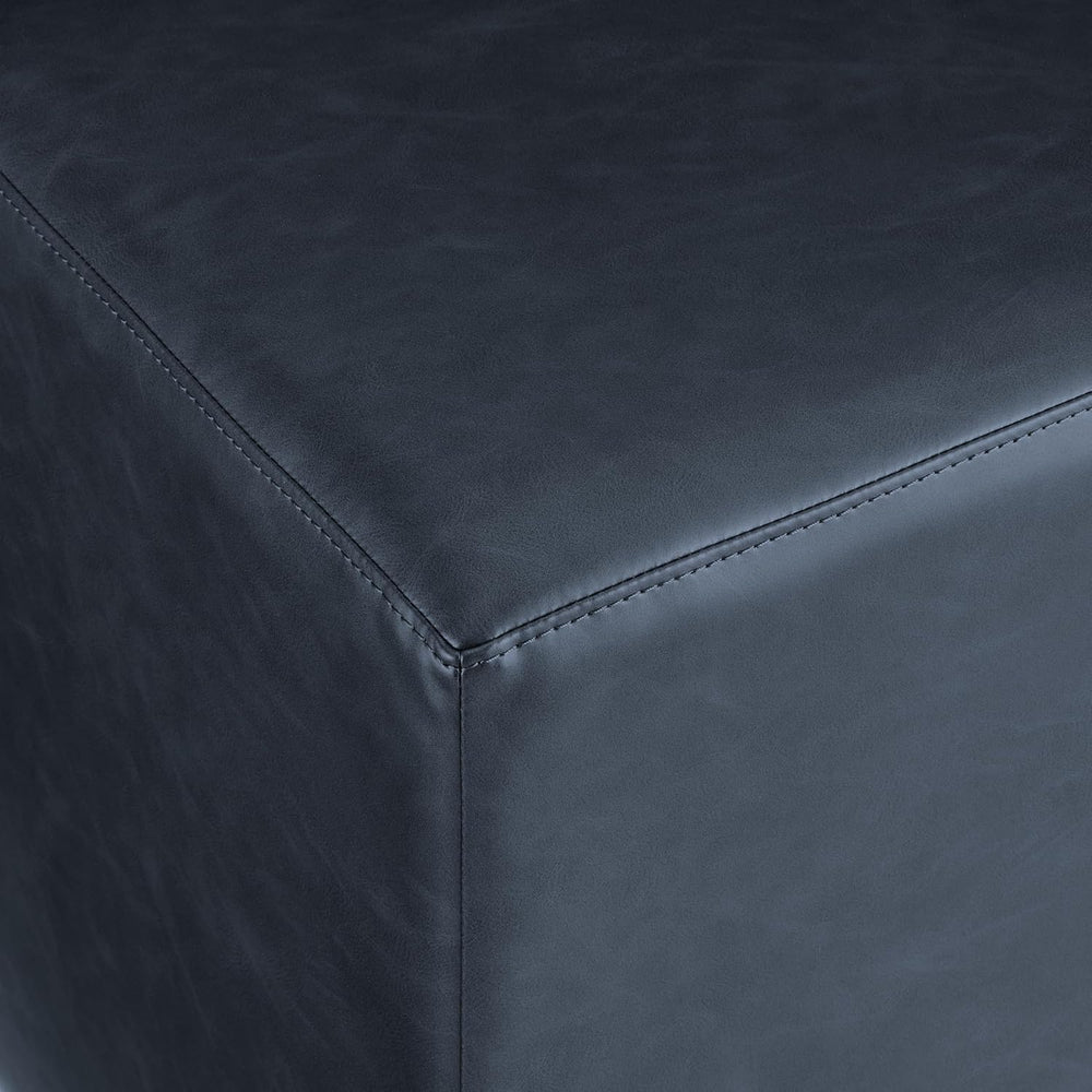 Studio Living® 18” Warren Ottoman Square Faux Leather Bench, Stationary Ottom...