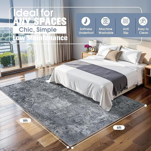 6x9 Area Rugs for Living Room Rug Washable: Abstract Rug for Dining Room - Image 2