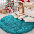 OLANLY Teal Round Rugs for Bedroom by OLANLY