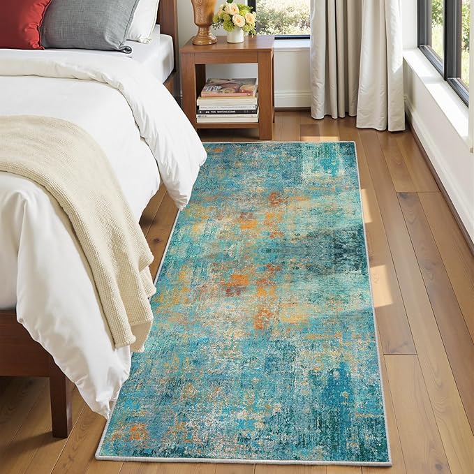 Washable Area Rugs 2'x8' Non-Slip Modern Abstract Soft - Image 8