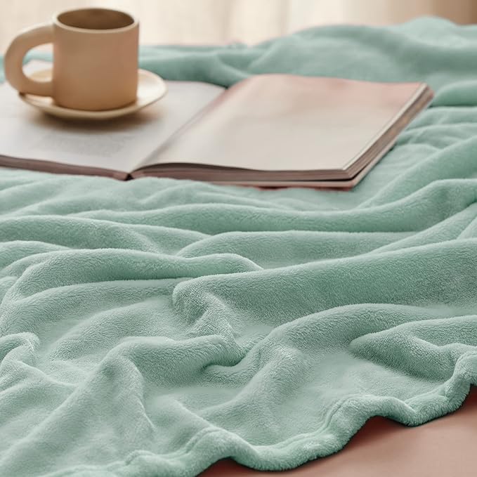 Bedsure GentleSoft Fleece Throw XL Blanket Sage Green - Image 4