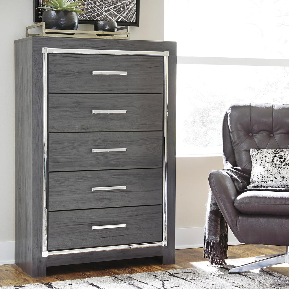 Signature Design by Ashley Lodanna Fully Assembled Gray 5 Drawer Chest
