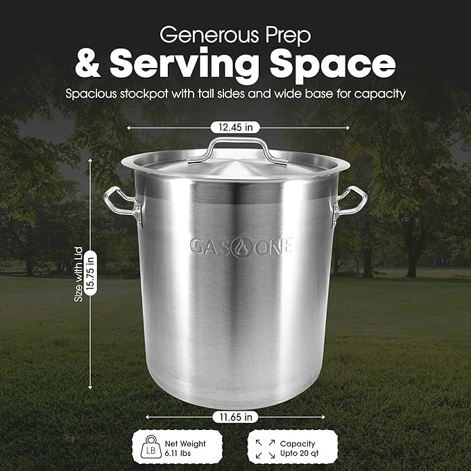 GasOne Stainless Steel Stockpot – 20qt Stock Pot - Image 3