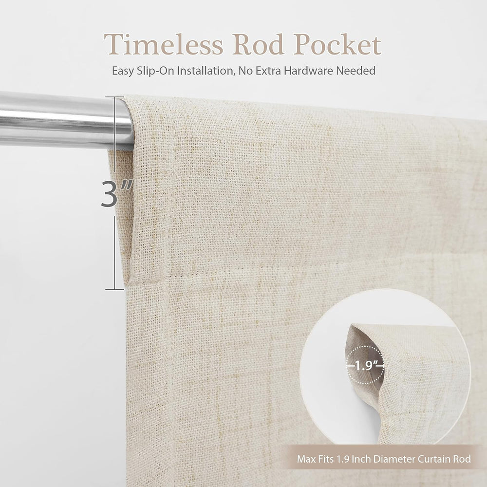 DriftAway Double Layer Linen Blackout Tie Up Curtains Thermal Insulated Fully...