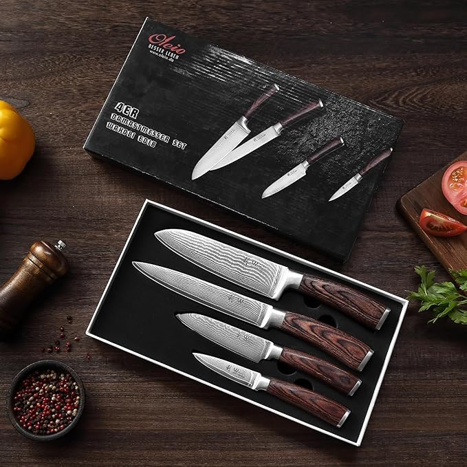 Wakoli EDIB 4-Piece Damascus Knife Set – Professional Kitchen Knife Set - Image 5