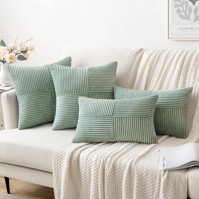 MIULEE Greyish Green Decorative Throw Pillow Covers 18x18 Inch - Image 4