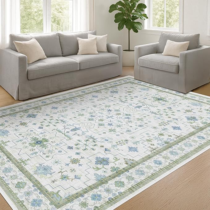 Hazo Haus Cream Oushak 7x9 Bedroom Rug - Image 3