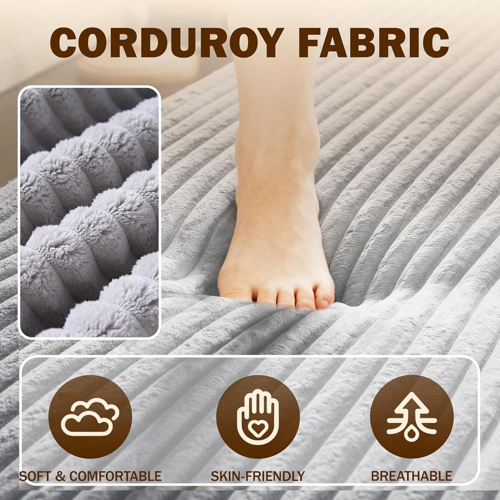 78" Folding Sofa Bed, Twin Size Futon Boneless Couch, Light Grey Corduroy