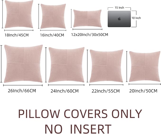 Fancy Homi 2 Packs Blush Pink Euro Decorative Throw Pillow Covers 28x28 Inch - Image 7