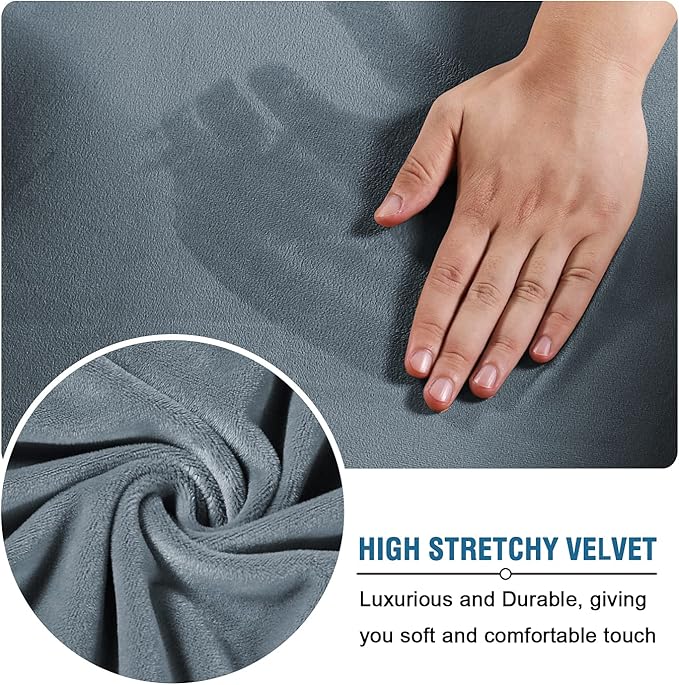 H.VERSAILTEX Modern Velvet Plush 4 Piece High Stretch Sofa Slipcover Sofa Cover - Image 5