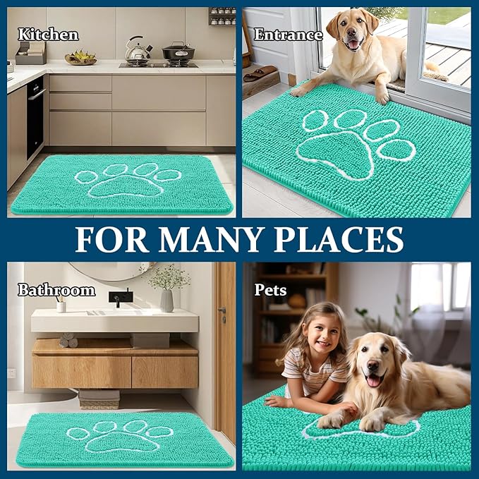 OLANLY Dog Door Mat for Muddy Paws 48x30, Paw Print Design, Absorbs Moisture - Image 8
