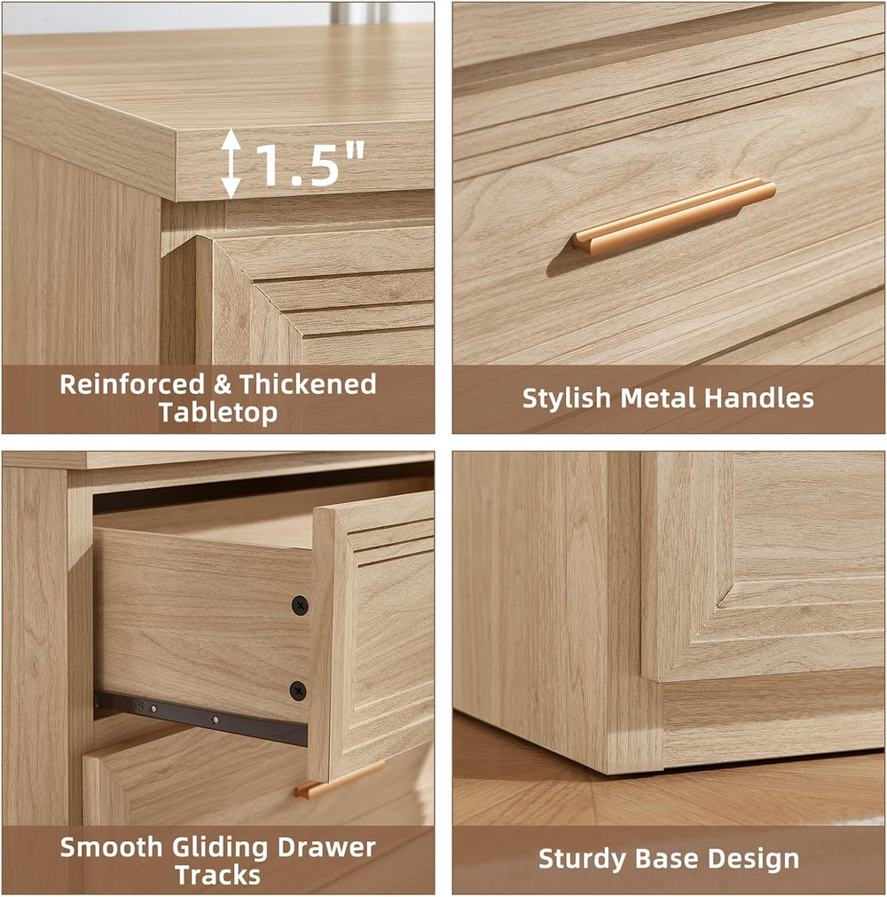 RWYHG Dresser Set for Bedroom 5 Drawers Wood Vertical 45" Tall Gold Handle
