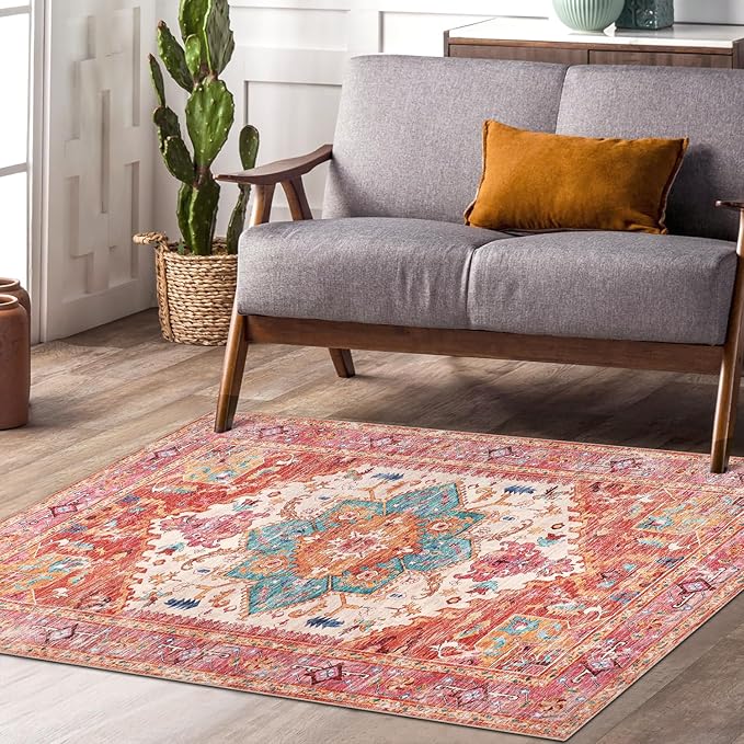 Yamaziot Washable Area Rug for Bedroom, 3x5 Non-Slip Boho Vintage Living Room - Image 8