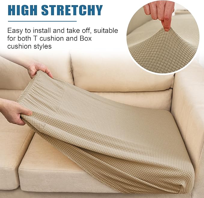 Water Repellent Couch Cushion Covers, Stretch Sofa Seat Slipcover Sets - Image 5