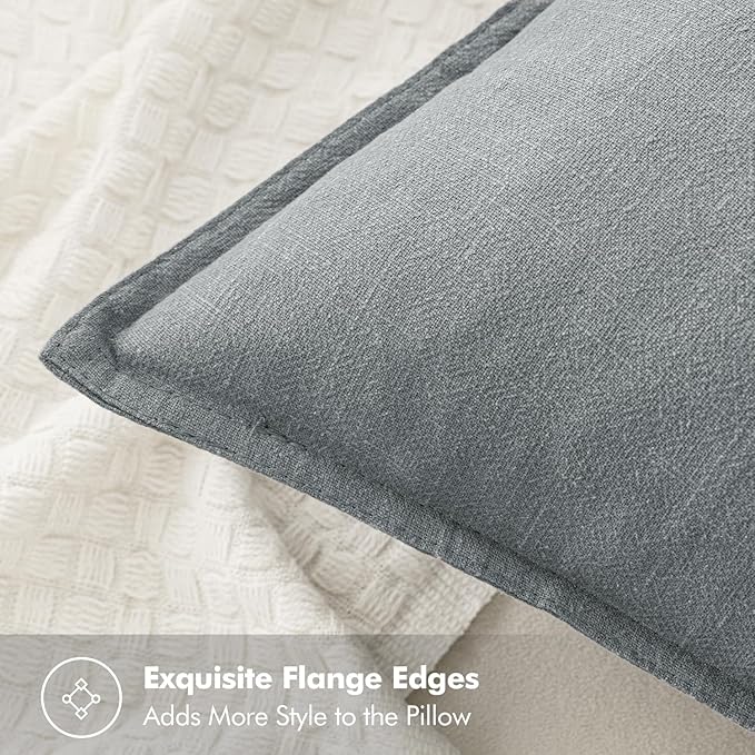 MIULEE Decorative Linen Euro Sham Pillow Covers 26x26 Gray ​Boho Farmhouse​ - Image 2