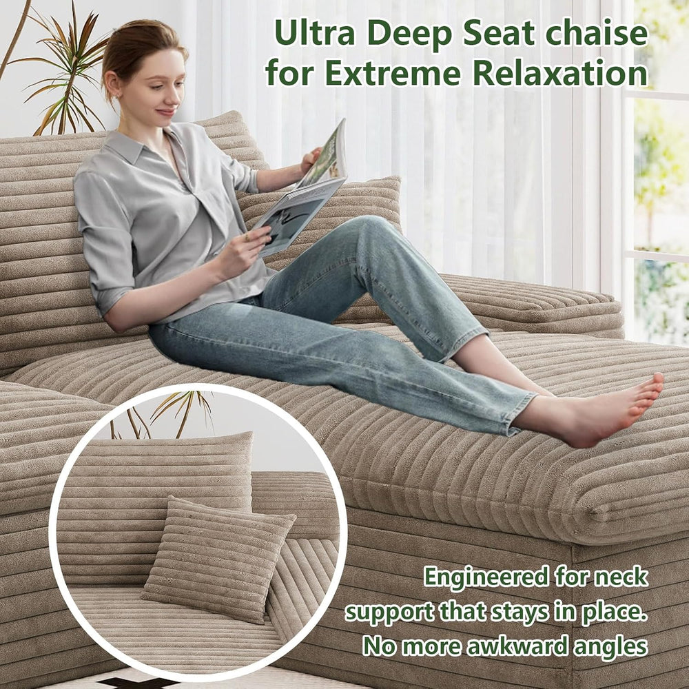 107" Cloud Couch Modular Sectional Sofa for Living Room, U-Shape Boneles...