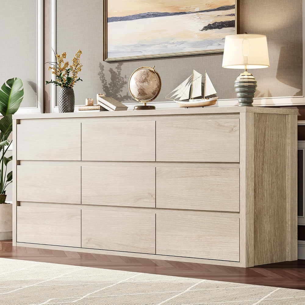 Garvee 9 Drawer Dresser for Bedroom, Wide Chest of Drawers Handle Free