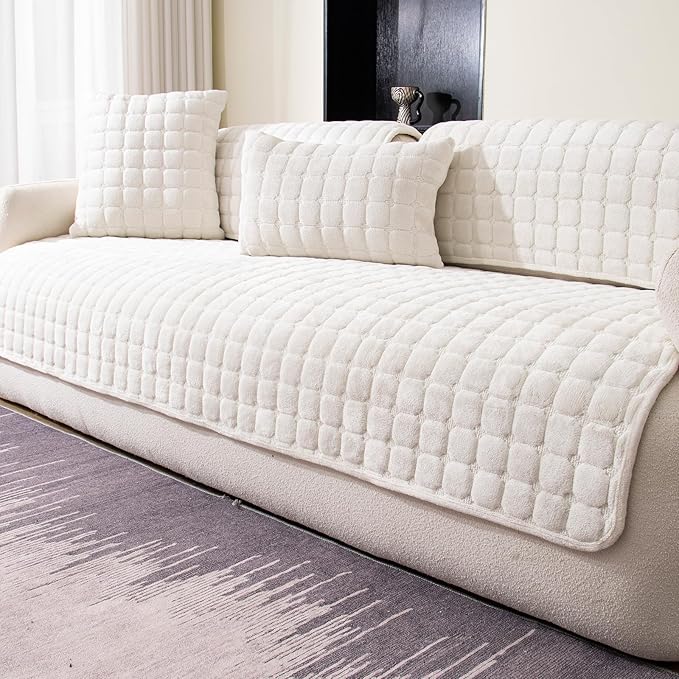 Velvet Couch Cover, Washable Sectional Sofa Cover, Anti Slip Sofa Slipcovers by MDSASFD