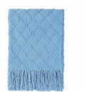 BOURINA Blue Throw Blanket 60x80 Inches Throw Textured Solid Soft Sofa Throw by BOURINA