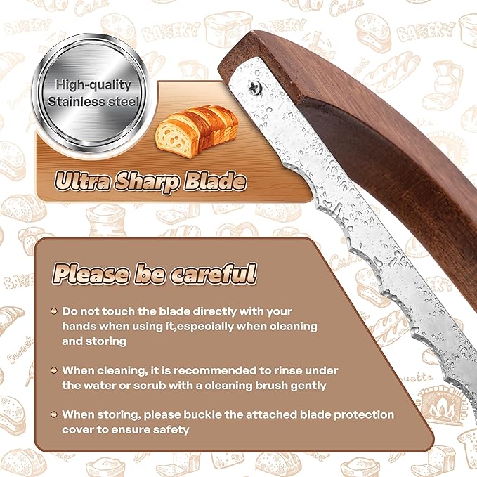 Bread Knife for Homemade Bread, 14.5" Wooden Sourdough Bread Knife, Sourdough - Image 3