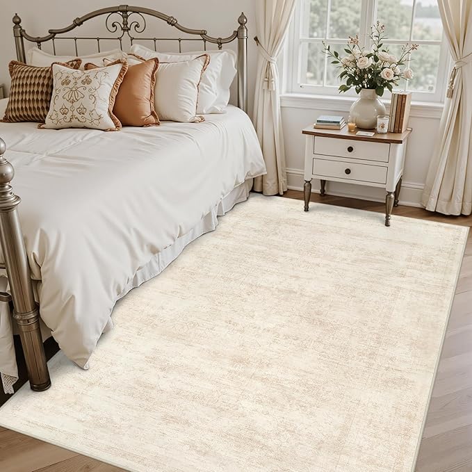 5x7 Area Rugs for Living Room: Vintage Boho Neutral Washable Rug Indoor Soft - Image 2
