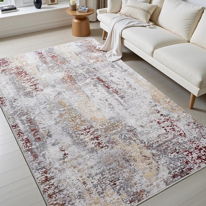 Toneed Abstract Area Rug Modern Washable Rug Soft Non Slip Rug Low Pile - Image 2