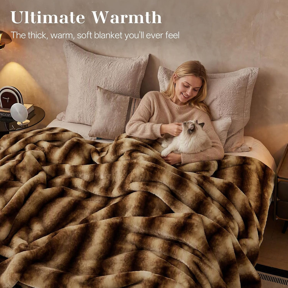 Ultra-Soft Faux Fur Throw Blanket - 60"x80", Brown