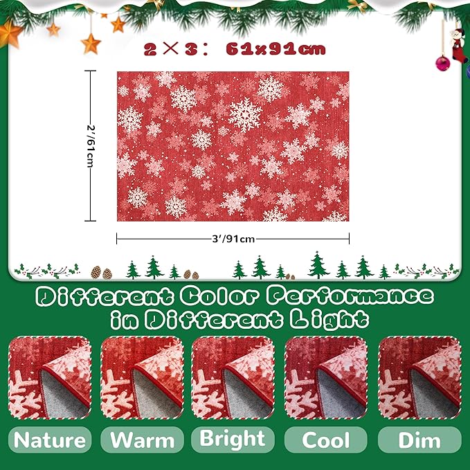 2x3 Christmas Doormat for Entryway, Washable Christmas Rugs Bathroom，Snowflake - Image 2