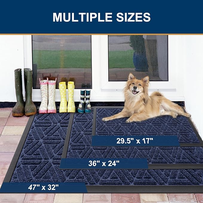 Smiry Front Door Mat Outside Entrance, Heavy Duty Sturdy Natural Rubber Doormat - Image 2