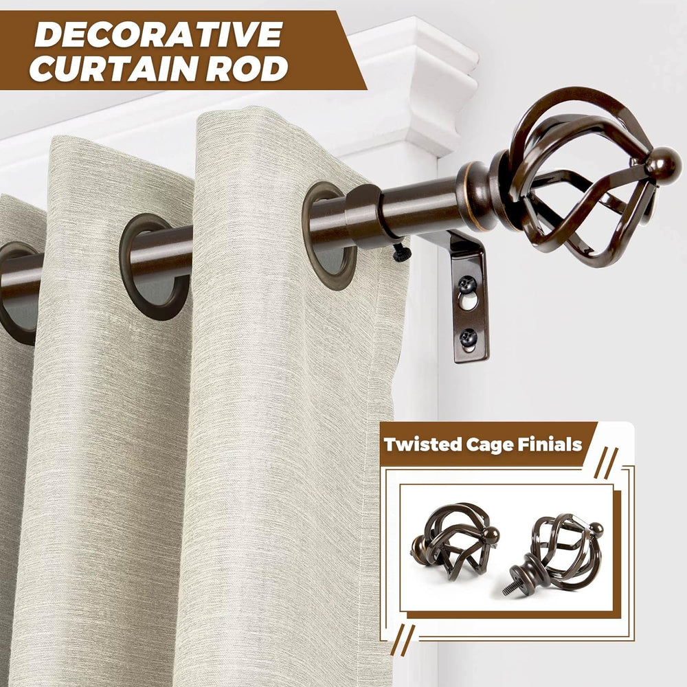 KAMANINA 2 Pack Curtain Rods 32 to 58 Inch, Adjustable Single Rod, Bronze