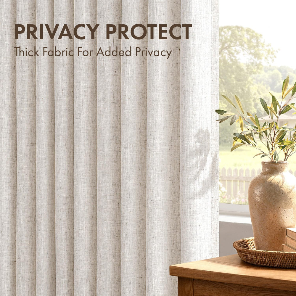 MIULEE 4 Panels Set Pinch Pleated Linen Curtains 90 Inches Long Natural