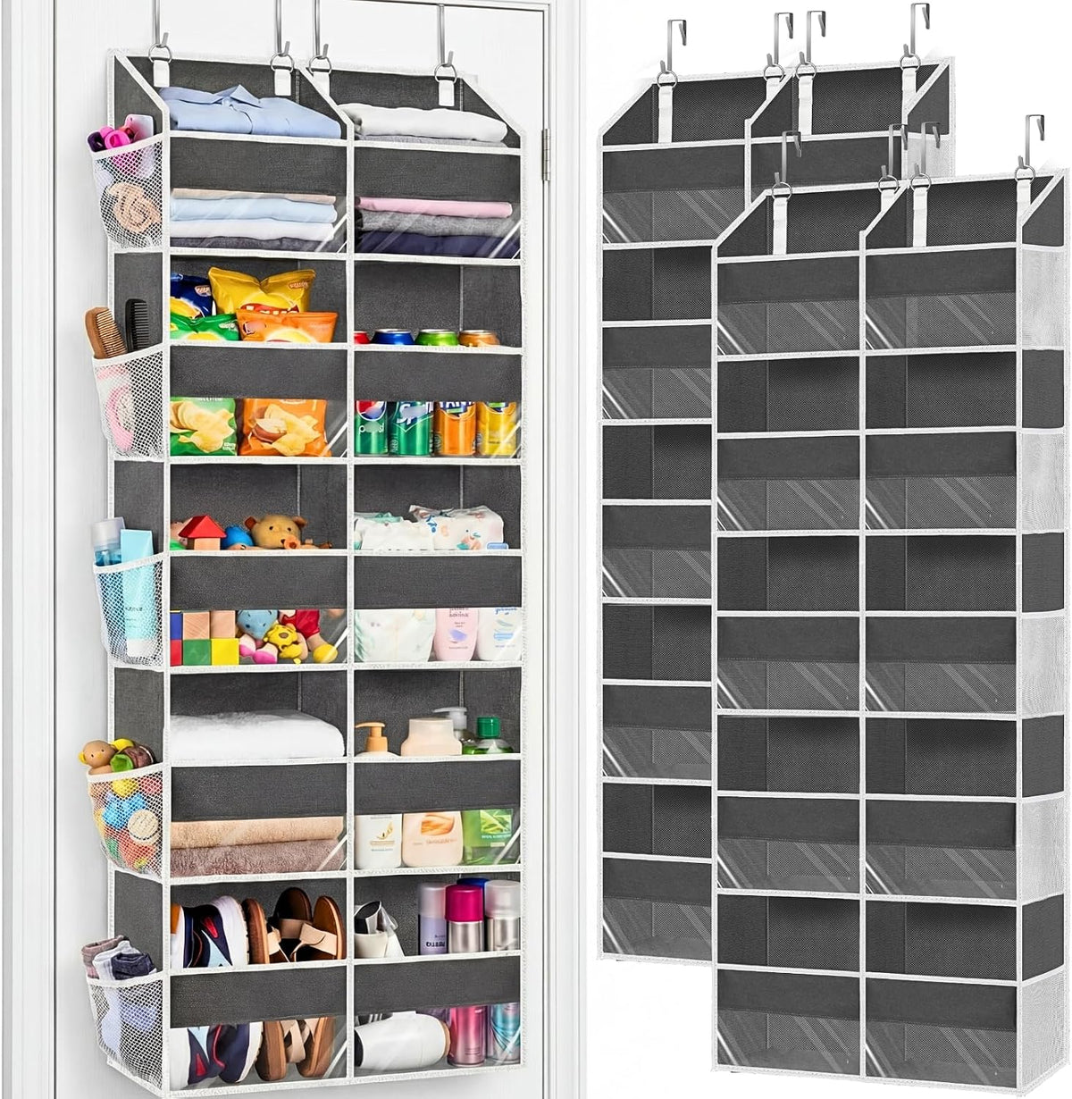 2 Pack Over the Door Organizer 5 Tiers, Extra Large Behind Door Storage of 10
