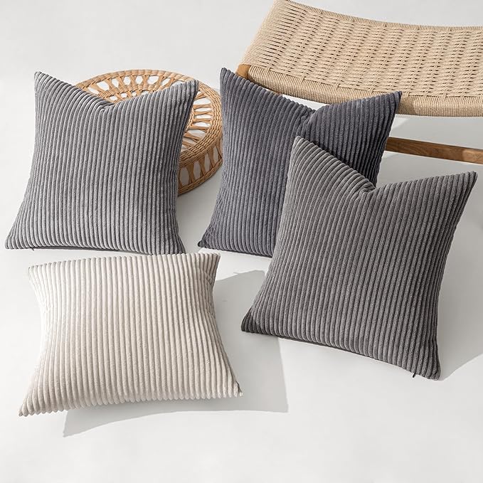 MIULEE Pack of 4 Neutral Grey Gradient Decorative Throw Pillow Covers 20x20 - Image 2