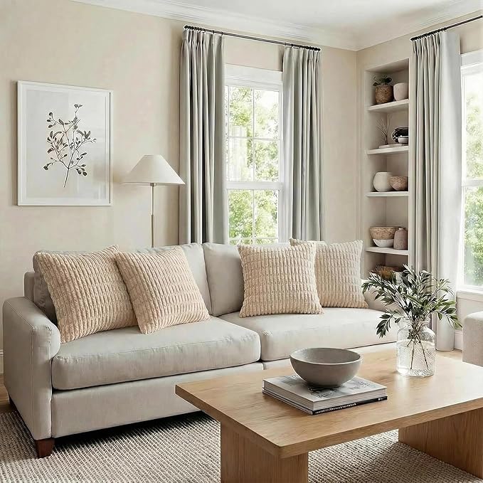 Fancy Homi 4 Packs Tan Decorative Throw Pillow Covers 24x24 Inch - Image 6