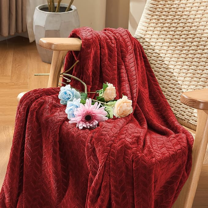 inhand Red Fleece Twin Blanket, Super Soft Flannel Cozy Blankets - Image 2