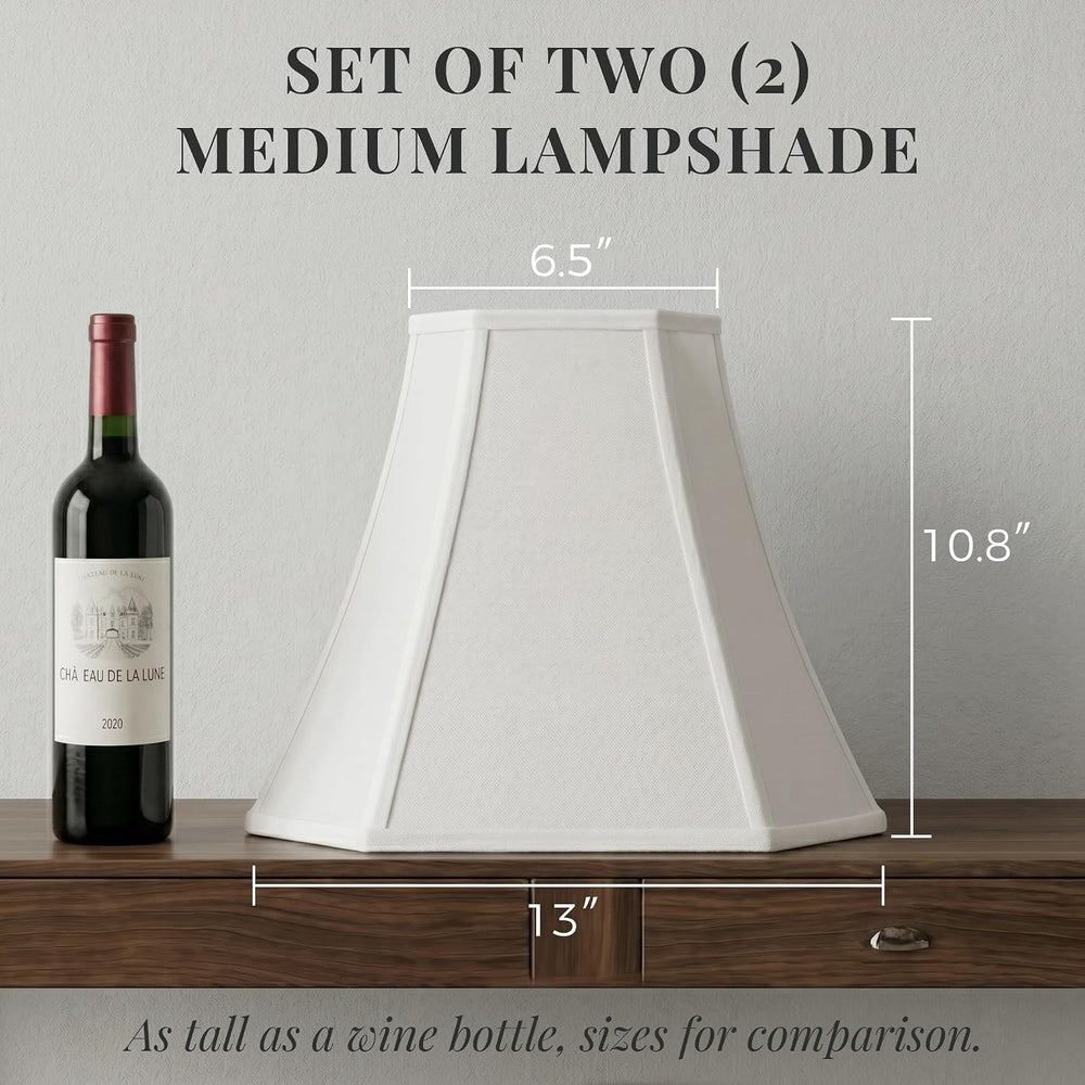 Lamp Shades Set of 2, White Medium Lampshades (6.5"x13"x10.8")...