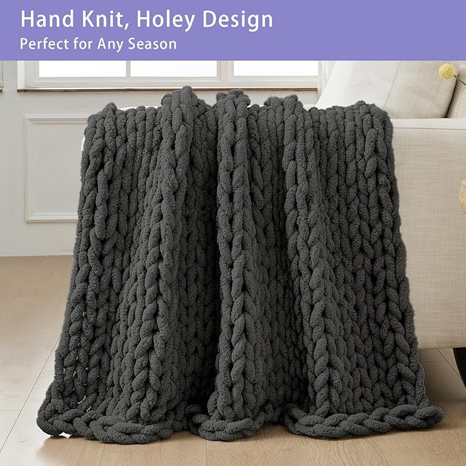 Bigacogo Chunky Knit Throw Blanket - Image 4